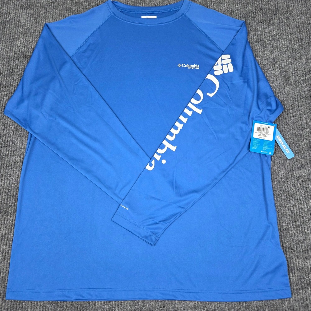 Columbia PFG Terminal Tackle LS Shirt Blue XXL FM6094-488 UPF 50 Mens